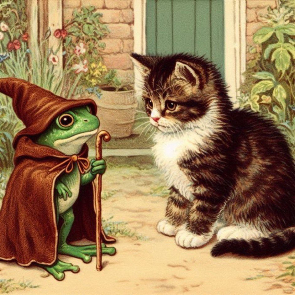 Frog Wizard and Cat